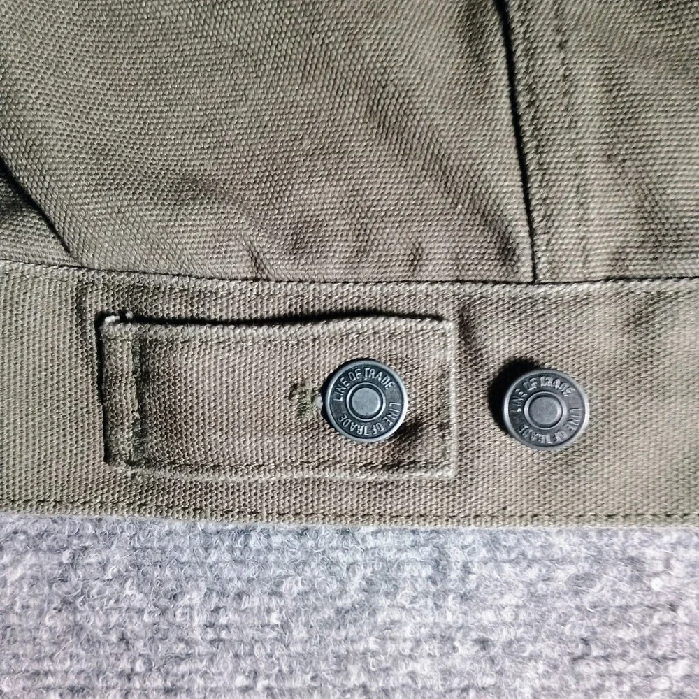 Line of Trade Trucker Jacket Men's XL Olive Green Canvas Cotton Button Front
